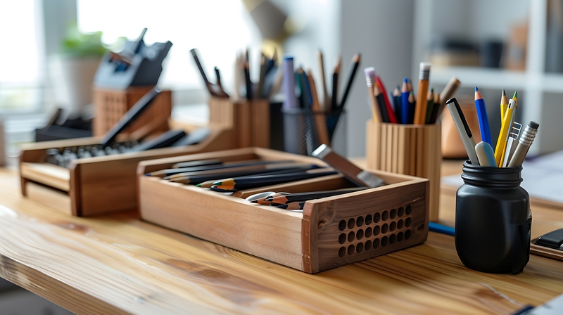 coffret bois diy rangement bureau travail